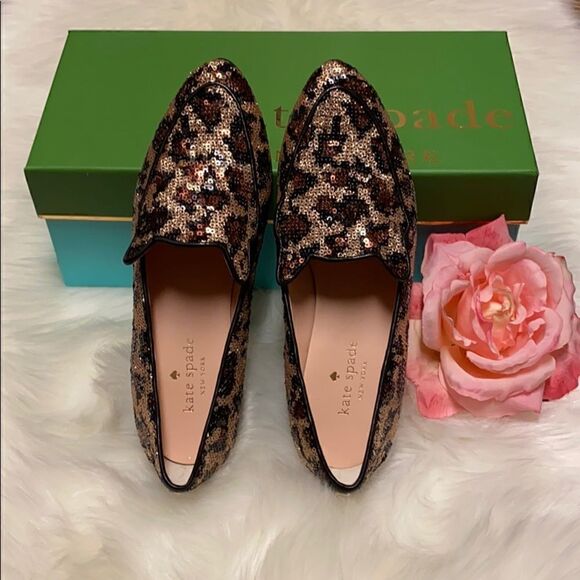 Kate Spade Caty Loafer Leopard Print Sequin Cat - Picture 2 of 9